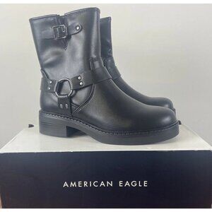 American Eagle Women's Black Boots size 7 Faux Leather Moto Boots